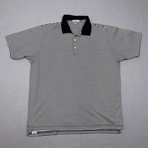 Peter Millar Polo Shirt Men XL Striped Black White Stretch Golf Performance